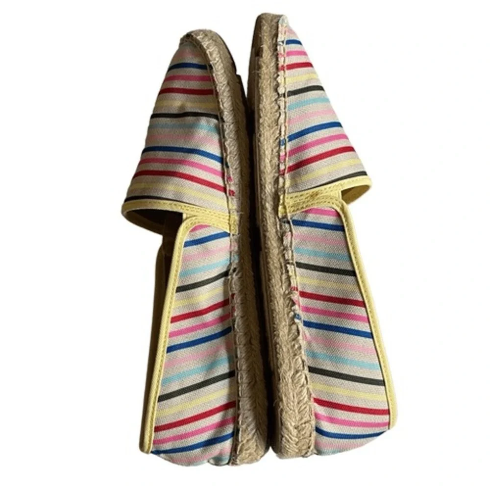Talbots Espadrille Flats Womens 7.5 Multicolor Canvas Striped Jute Slip On Shoes